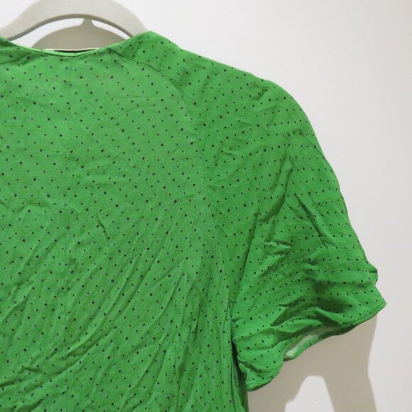 WHISTLES Micro Spot Button Maxi Dress in Green Polka Dot Preppy Flowy Cottage - Picture 11 of 15